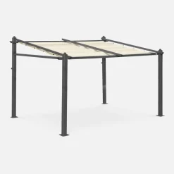 SWEEEK - Pergola murale en aluminium - murum 3x4m - tonnelle toile ecru