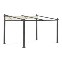 SWEEEK - Pergola murale en aluminium - murum 3x4m - tonnelle toile ecru