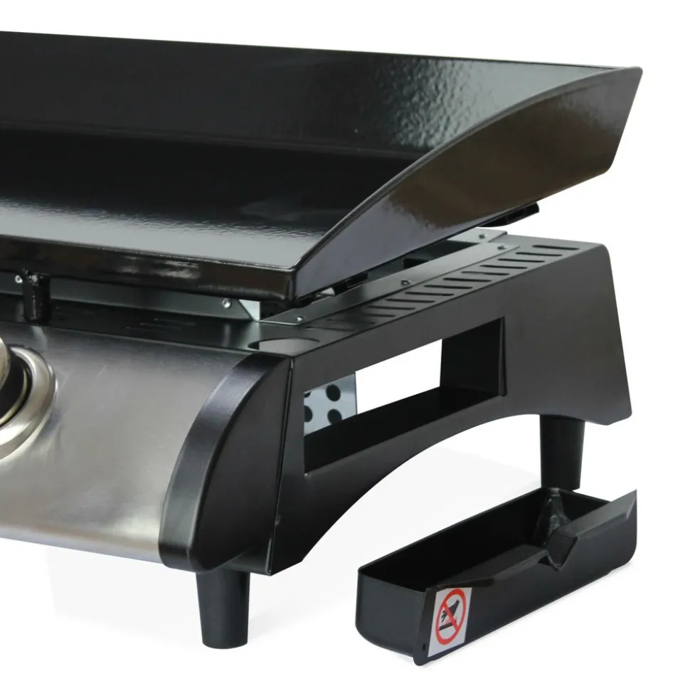 SWEEEK - Plancha au gaz 3 feux - porthos 3 brûleurs - 7.5 kw. Barbecue. Cuisine extérieure. Grande plaque émaillée. Inox