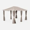 SWEEEK - Tonnelle 3x4 m - divio - toile taupe - pergola avec rideaux. Tente de jardin. Barnum. Chapiteau. Réception