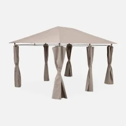 SWEEEK - Tonnelle 3x4 m - divio - toile taupe - pergola avec rideaux. Tente de jardin. Barnum. Chapiteau. Réception