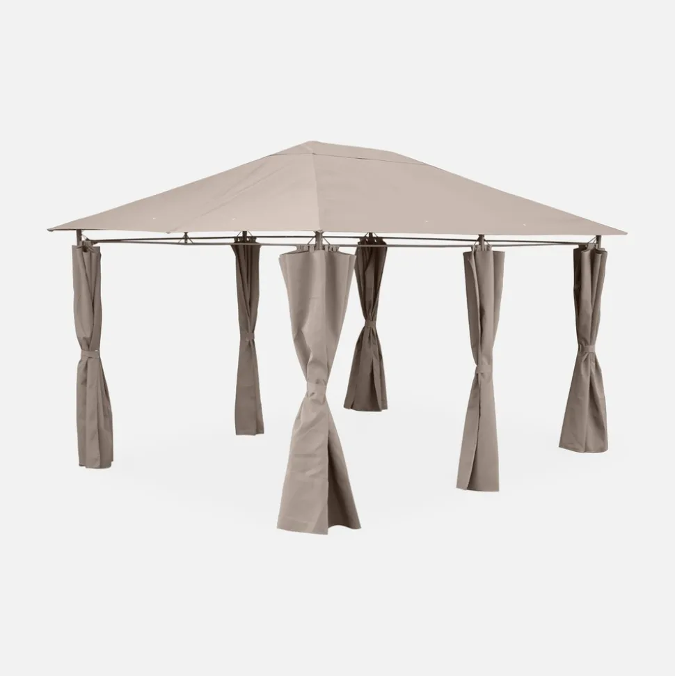 SWEEEK - Tonnelle 3x4 m - divio - toile taupe - pergola avec rideaux. Tente de jardin. Barnum. Chapiteau. Réception