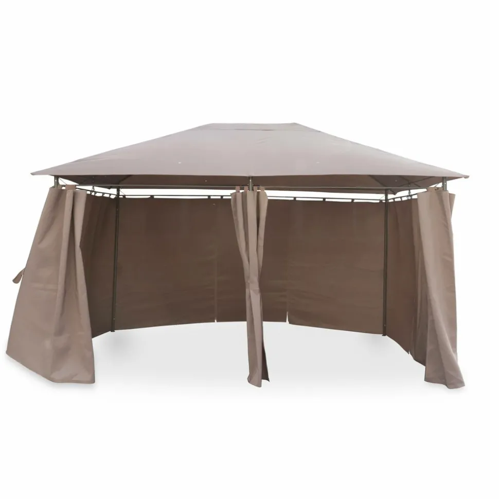 SWEEEK - Tonnelle 3x4 m - divio - toile taupe - pergola avec rideaux. Tente de jardin. Barnum. Chapiteau. Réception