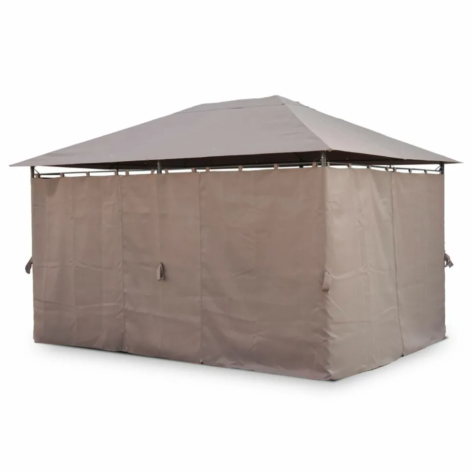 SWEEEK - Tonnelle 3x4 m - divio - toile taupe - pergola avec rideaux. Tente de jardin. Barnum. Chapiteau. Réception