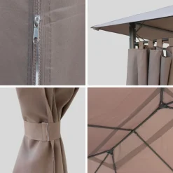 SWEEEK - Tonnelle 3x4 m - divio - toile taupe - pergola avec rideaux. Tente de jardin. Barnum. Chapiteau. Réception