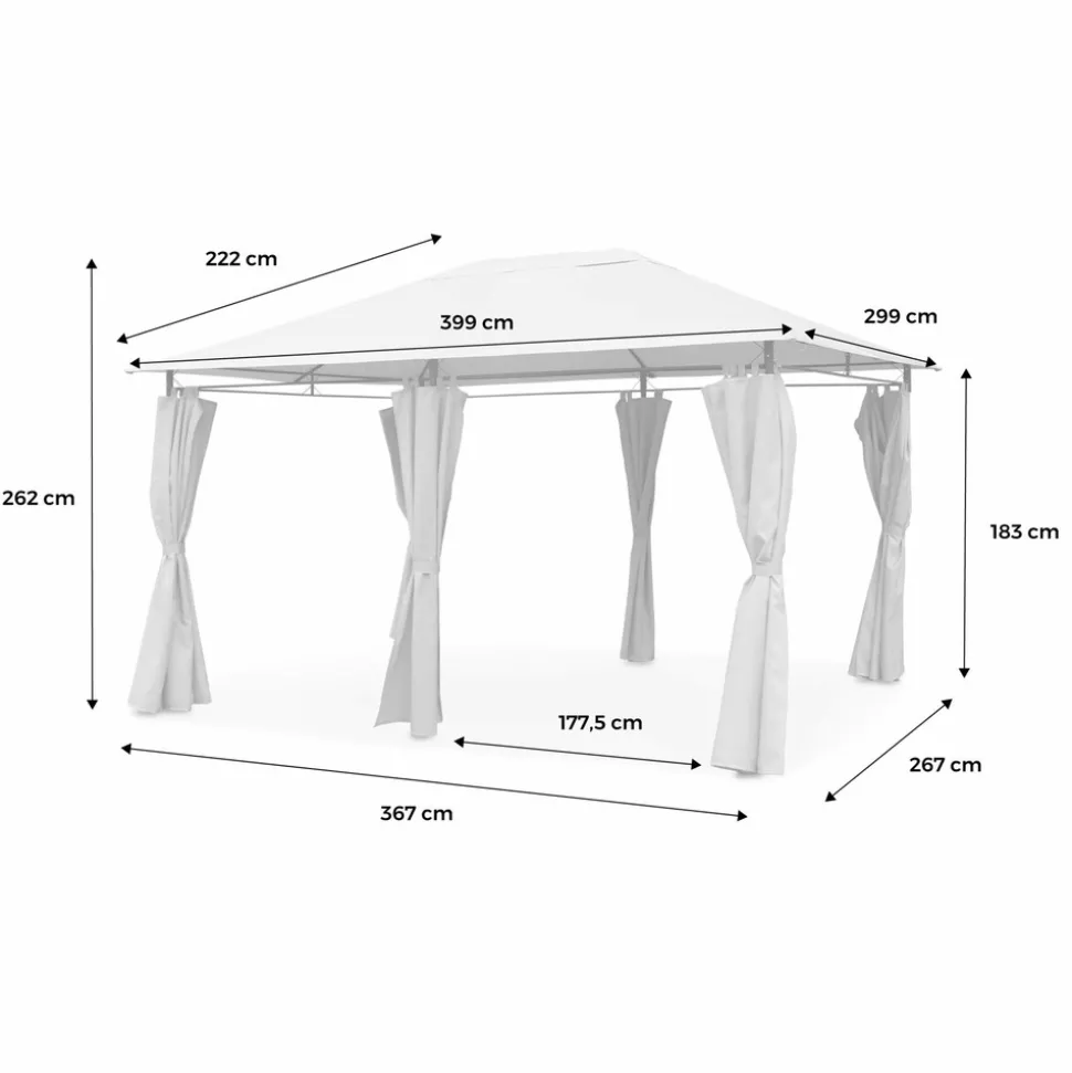 SWEEEK - Tonnelle 3x4 m - divio - toile taupe - pergola avec rideaux. Tente de jardin. Barnum. Chapiteau. Réception