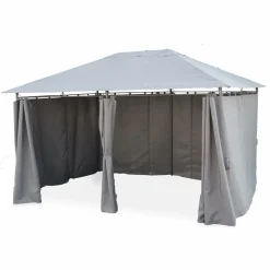 SWEEEK - Tonnelle 3x4 m - divio - toile grise - pergola avec rideaux. Tente de jardin. Barnum. Chapiteau. Réception