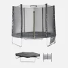 SWEEEK - Trampoline 250 cm. Gris. Avec filet de protection. Bâche. Filet pour chaussures. Kit d鈥檃ncrage