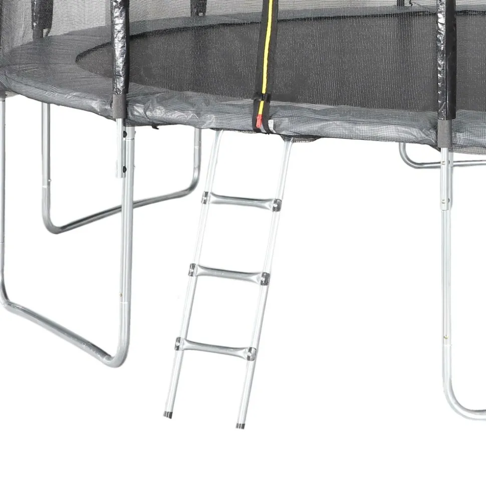 SWEEEK - Trampoline 490cm gris avec filet de protection. Échelle. Bâche. Filet pour chaussures. Kit d'ancrage