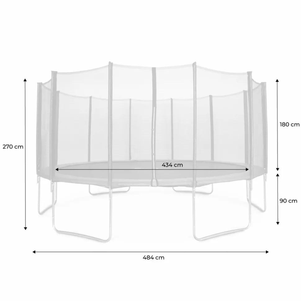 SWEEEK - Trampoline 490cm gris avec filet de protection. Échelle. Bâche. Filet pour chaussures. Kit d'ancrage