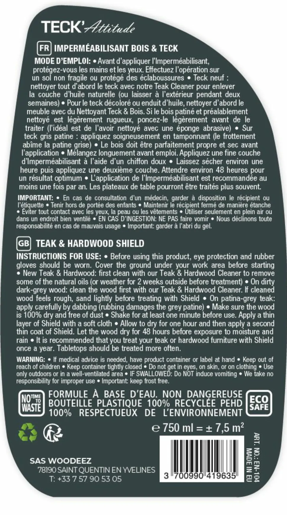 TECK'ATTITUDE - Imperméabilisant bois & teck 750 ml