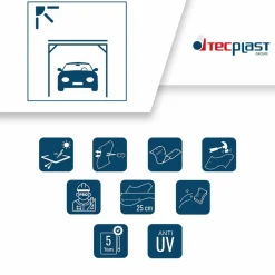 TECPLAST - Bâche carport micro-perforée tecplast mp460cp 3x4 m - grise - garantie 5 ans