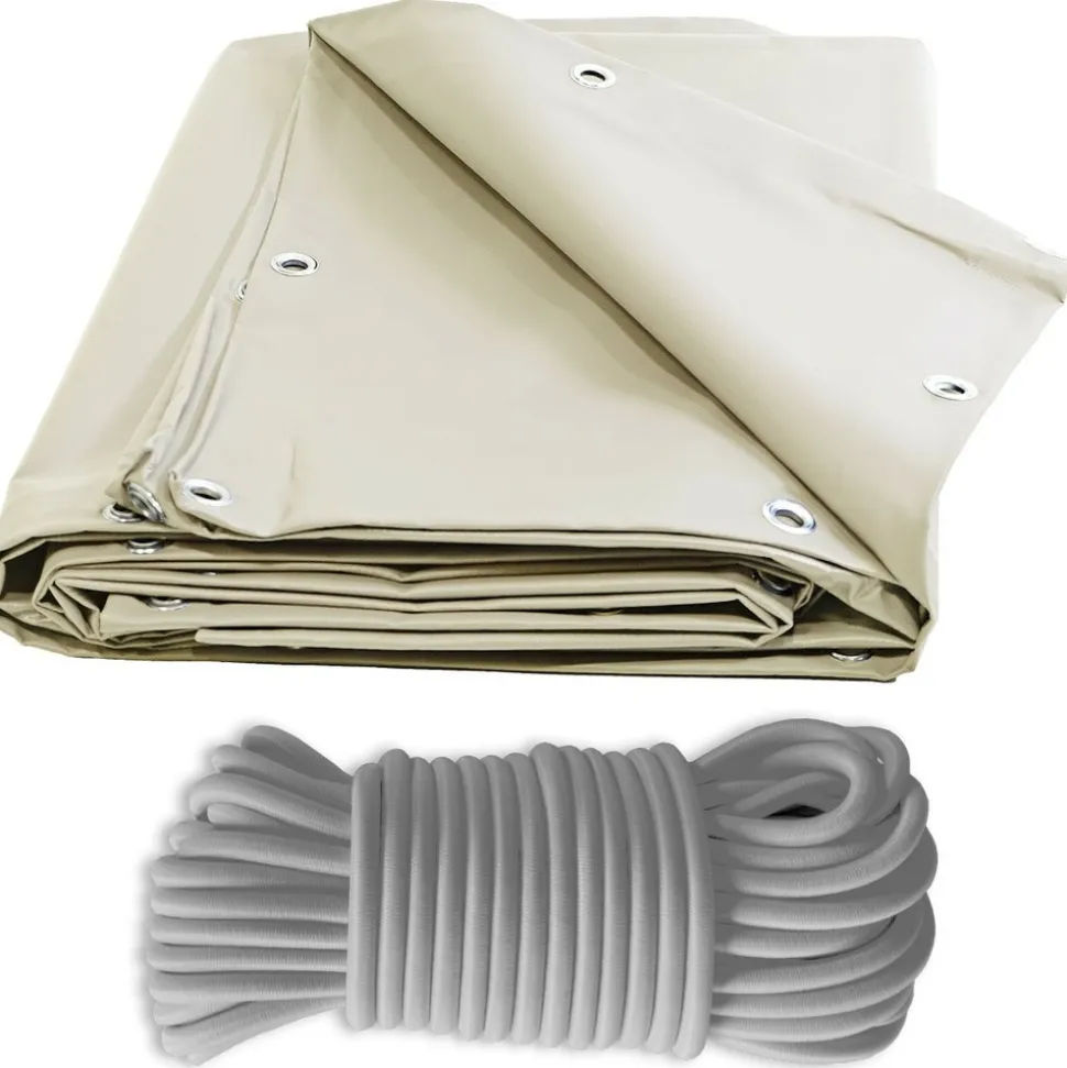 TECPLAST - Pack toile pergola ivoire 3x4 m tecplast xp640pr + sandow gris 20m