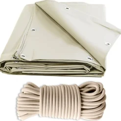 TECPLAST - Pack toile pergola ivoire 3x4 m tecplast xp640pr + sandow ivoire 20m