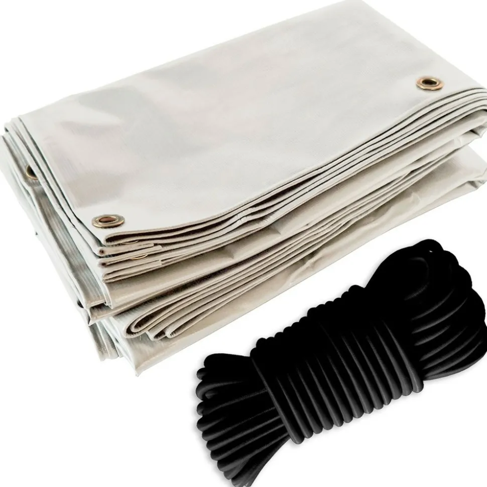 TECPLAST - Pack toile pergola blanc crème 3x4 m tecplast lp506pr + sandow noir 20m