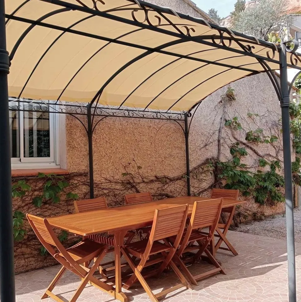 TECPLAST - Pack toile pergola beige foncé 3x4 m tecplast lp506pr + sandow noir 20m