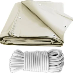 TECPLAST - Pack toile pergola ivoire 3x4 m tecplast xp640pr + sandow blanc 20m