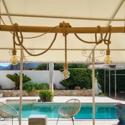 TECPLAST - Pack toile pergola ivoire 3x4 m tecplast xp640pr + sandow blanc 20m