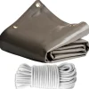 TECPLAST - Pack toile pergola taupe 3x4 m tecplast lp640pr + sandow blanc 20m