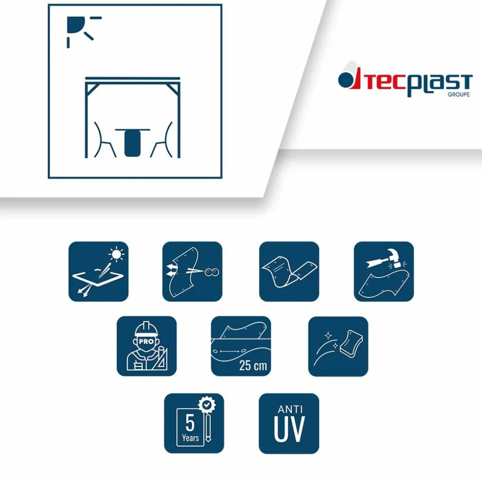 TECPLAST - Toile pergola micro-perforée tecplast mp460pr 4x4 m - verte - garantie 5 ans
