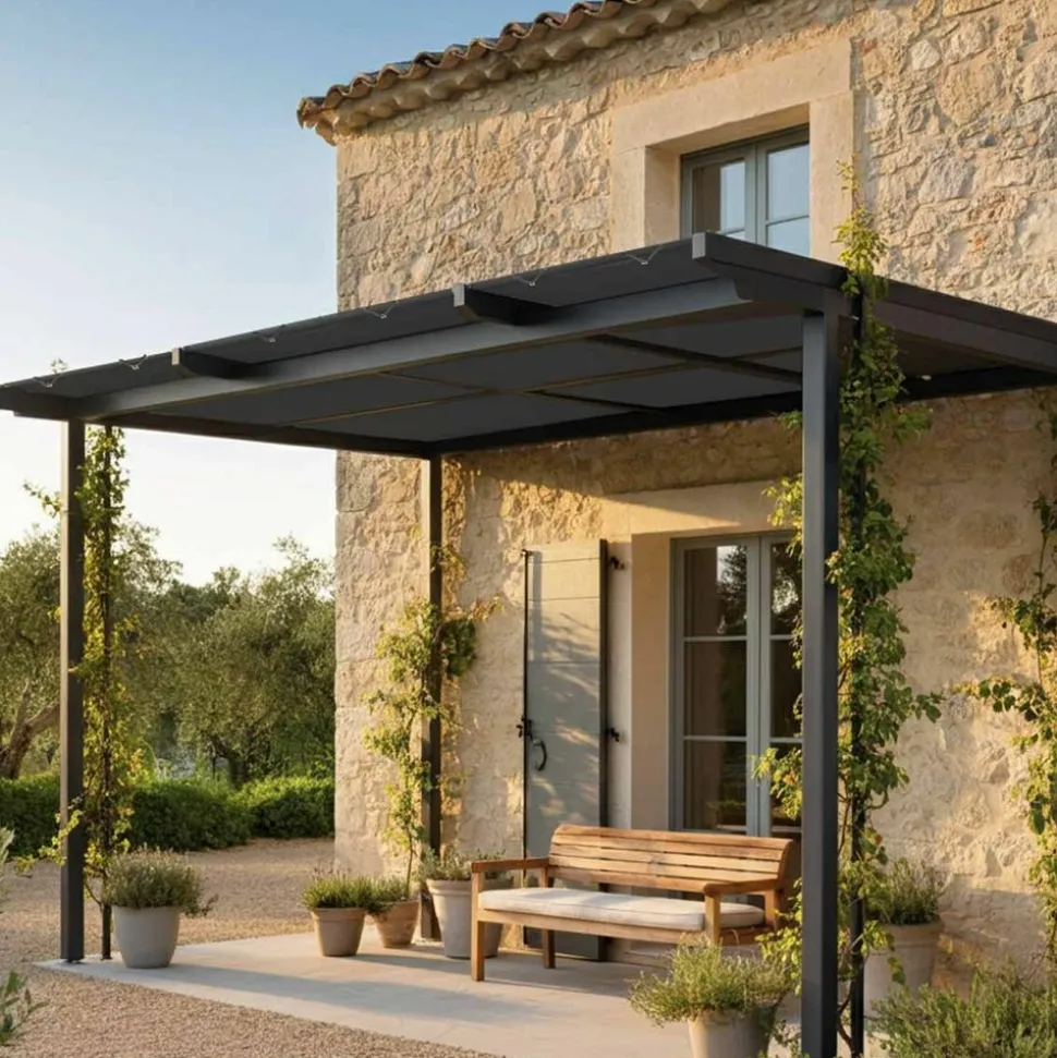 TECPLAST - Toile pergola tecplast lp506pr 4x5 m - gris anthracite - garantie 5 ans
