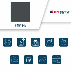 TECPLAST - Toile pergola tecplast lp506pr 8x12 m - gris anthracite - garantie 5 ans