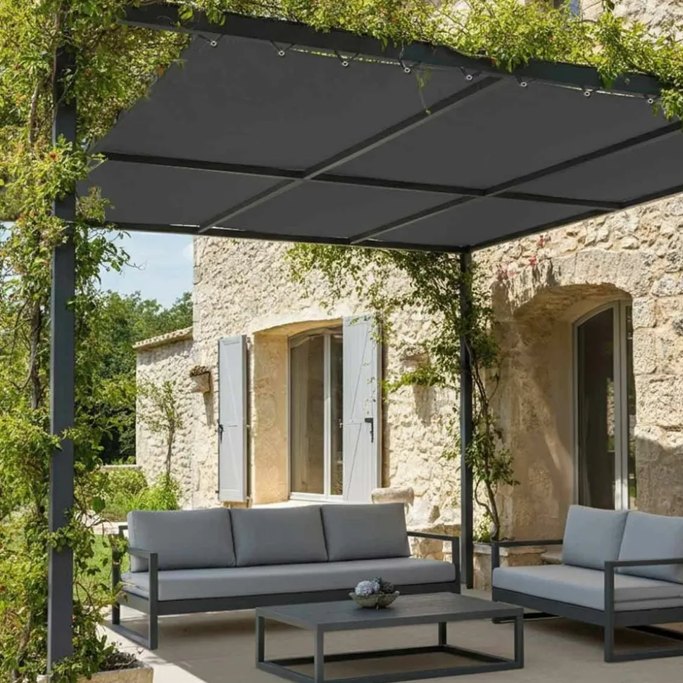 TECPLAST - Toile pergola tecplast lp506pr 8x9 m - gris anthracite - garantie 5 ans
