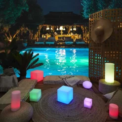 THE HOME DECO FACTORY - Lampe extérieure cube avec télécommande