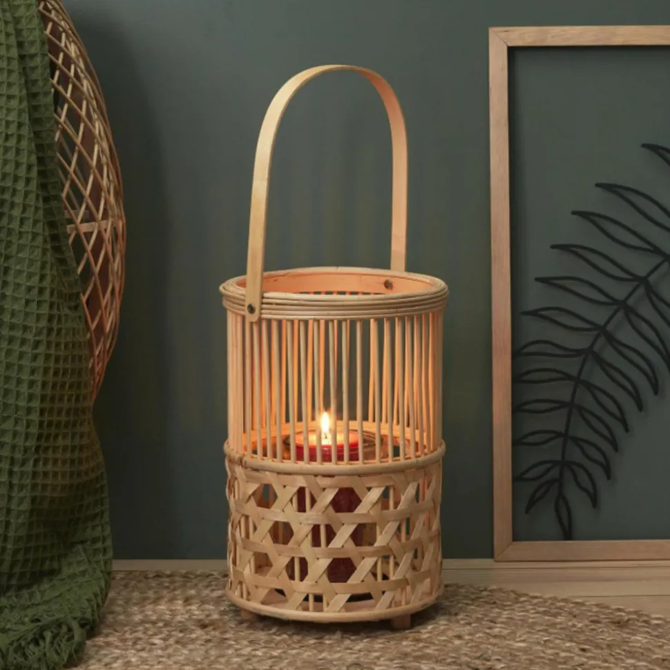 THE HOME DECO FACTORY - Lanterne en bambou tressé 22 x 55 cm