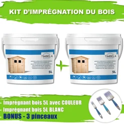 TIMBELA - 5 l de produit de protection blanc + 5 l de produit de protection gris - timbela dkmt01-grey/white