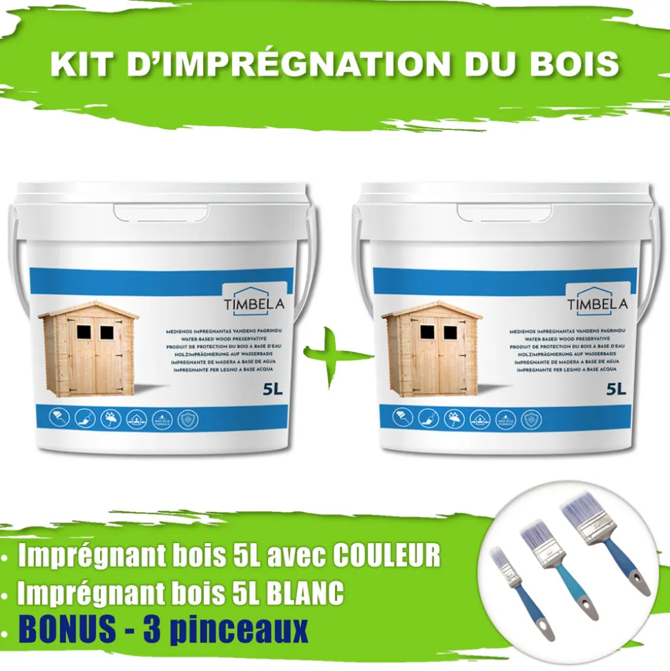 TIMBELA - 5l de produit de protection blanc + 5l de produit de protection chêne clair timbela dkmt01-light oak/white