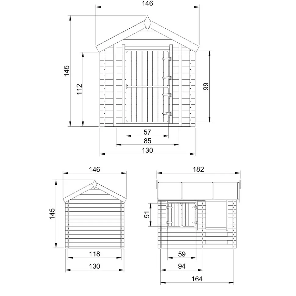 TIMBELA - Maison en bois pour enfants - 1.1m2 - 182 x 146 cm - M501