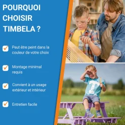TIMBELA - Table enfant en bois – table et chaise enfant - 81x60xh50 cm - m012-1