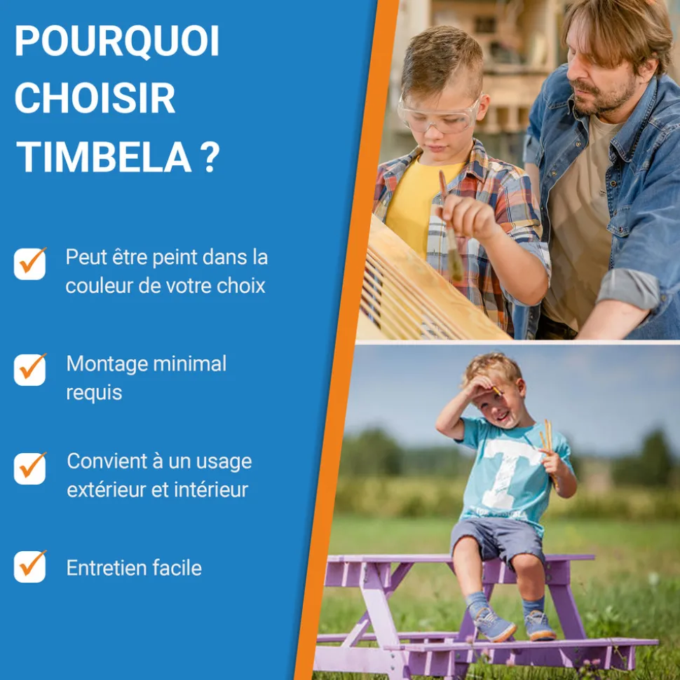TIMBELA - Table enfant en bois – table et chaise enfant - 81x60xh50 cm - m012-1
