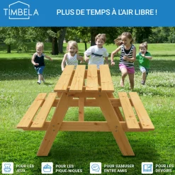 TIMBELA - Table enfant en bois – table et chaise enfant - 81x60xh50 cm - m012-1