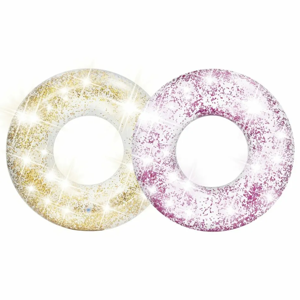 TOILINUX - 2 bouées gonflables glitter - diam. 119 cm - rose et doré