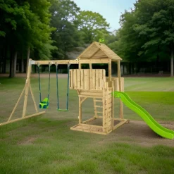 TP TOYS - Aire de jeux en bois avec glissière et portique kingswood