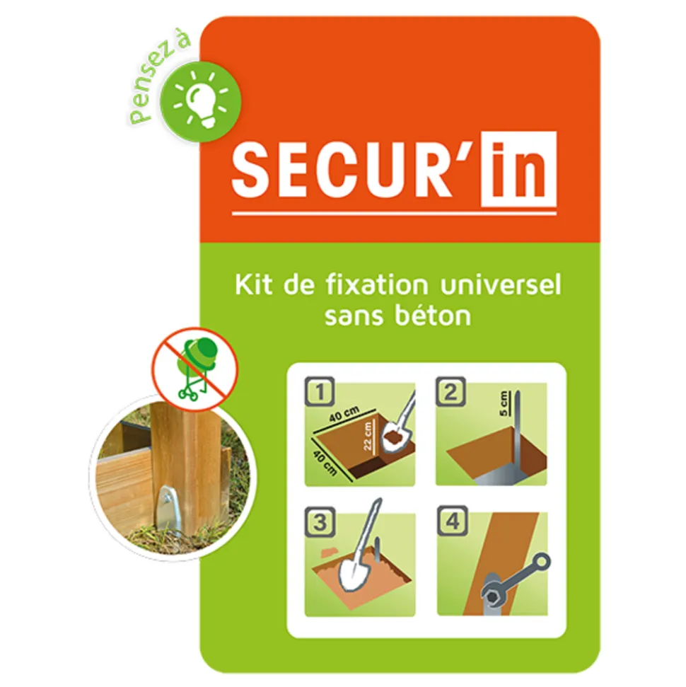 TRIGANO - Kit de scellement pour portique pieds bois ou métal L32xl29xH29 cm