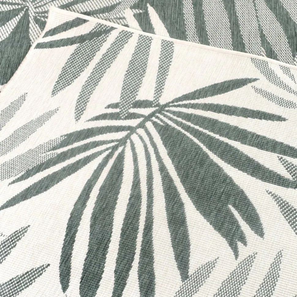 UNAMOURDETAPIS - Tapis extérieur, kilim reversible 160x230 lyn2 am reversible vert et crème