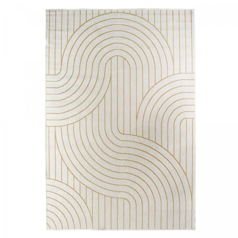 UNAMOURDETAPIS - Tapis extérieur, kilim reversible 120x170 bc reversible jaune et crème