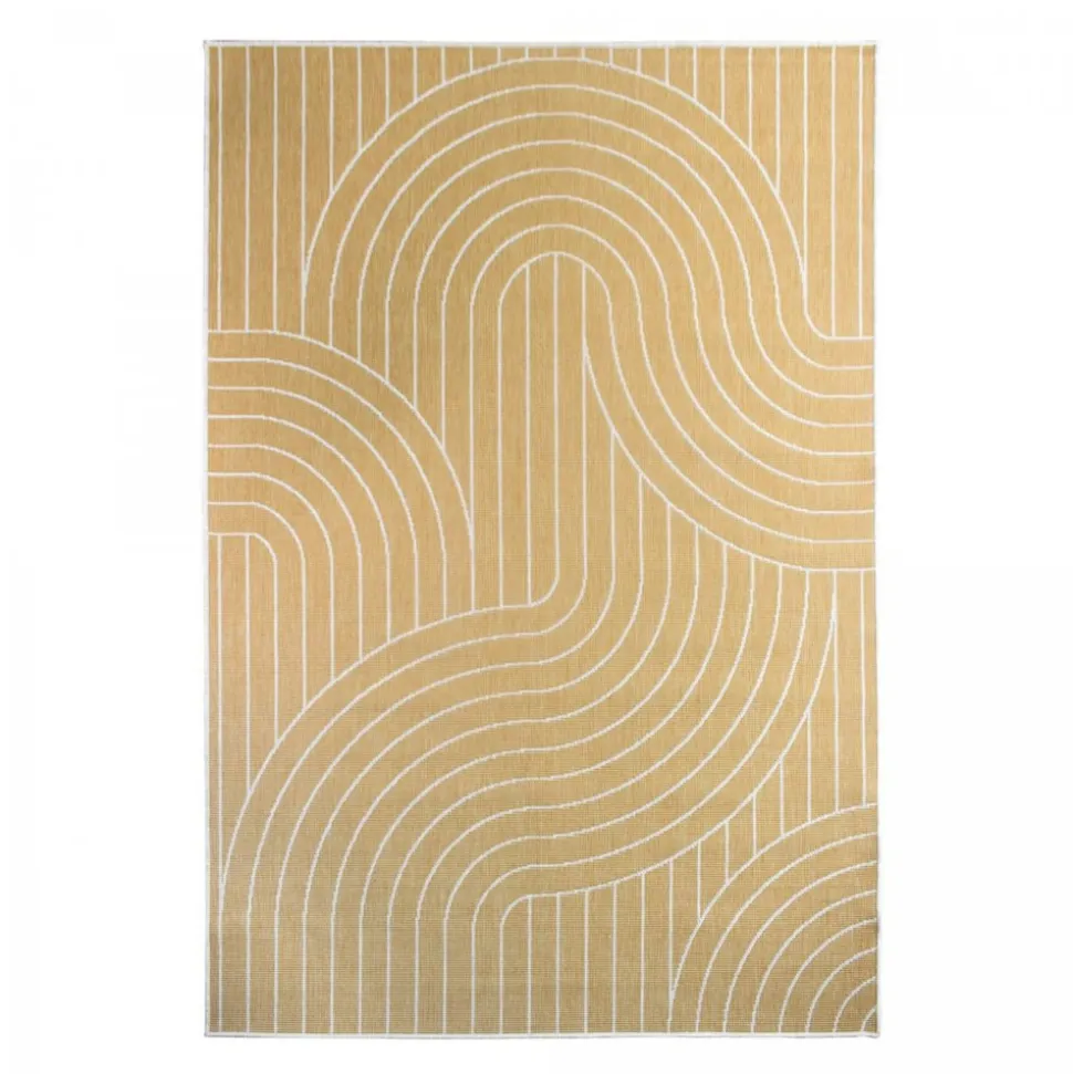 UNAMOURDETAPIS - Tapis extérieur, kilim reversible 120x170 bc reversible jaune et crème