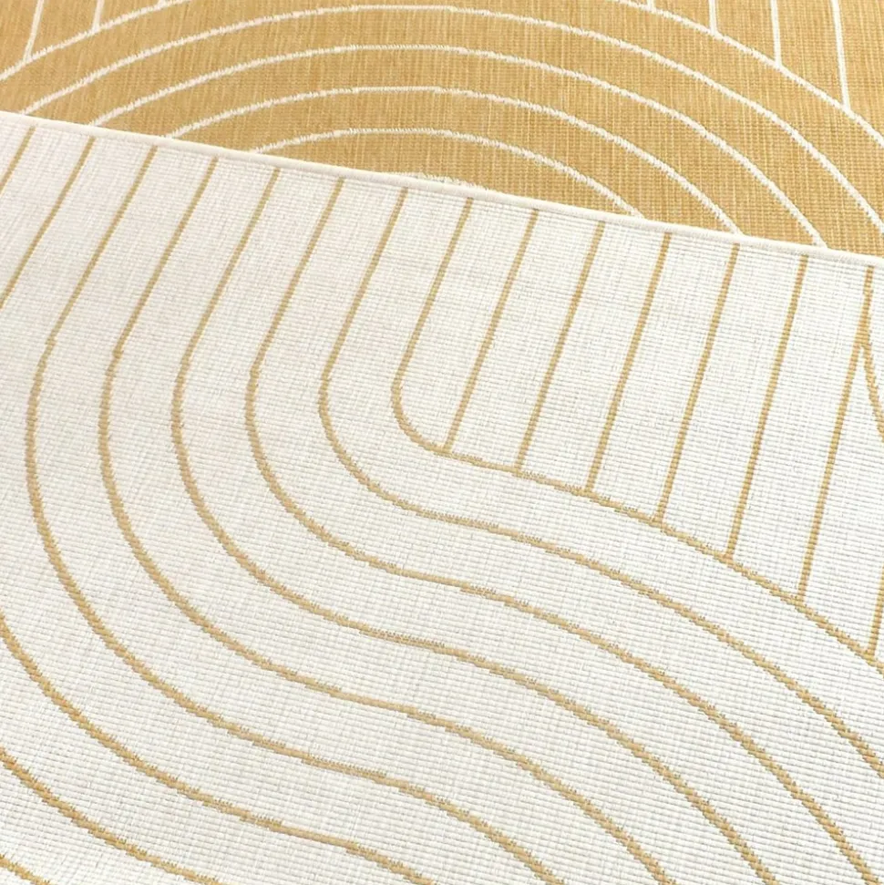 UNAMOURDETAPIS - Tapis extérieur, kilim reversible 120x170 bc reversible jaune et crème
