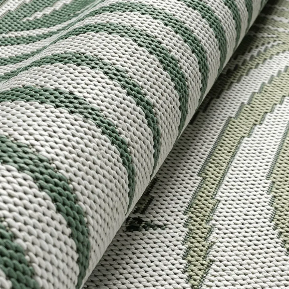 UNAMOURDETAPIS - Tapis extérieur 160x220 tissé kilim vert et vert clair greenleaf