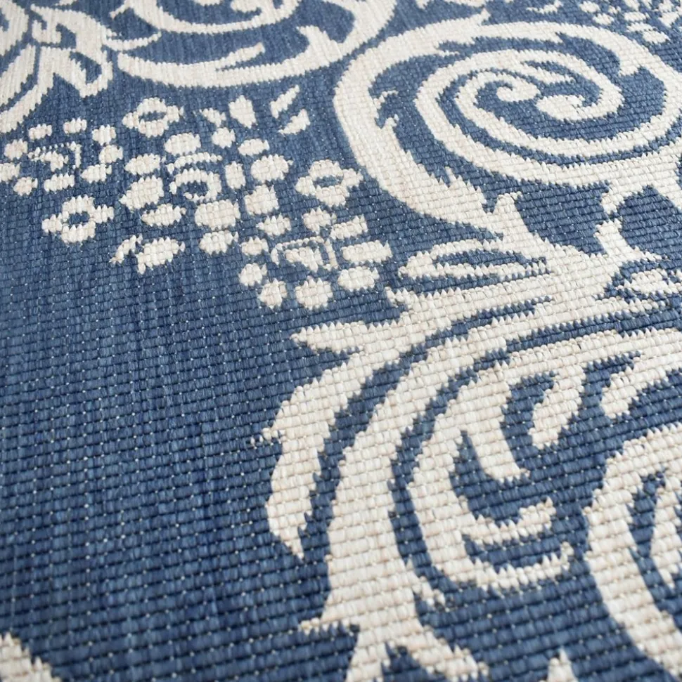 UNAMOURDETAPIS - Tapis extérieur, kilim reversible 200x290 ar reversible bleu et blanc