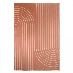 UNAMOURDETAPIS - Tapis extérieur, kilim reversible 240x340 lyn2 v reversible terracota et crème