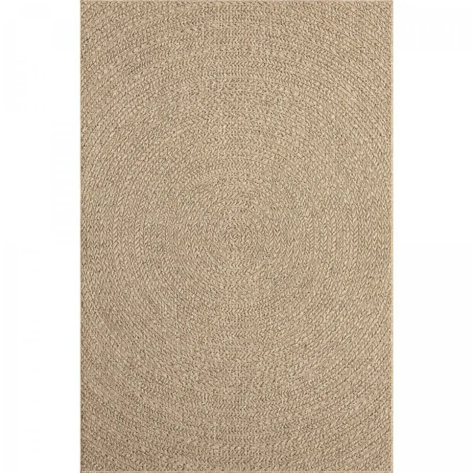 UNAMOURDETAPIS - Tapis extérieur intérieur 140x200 lyn13 rezy aspect jute motif rond ton sur ton