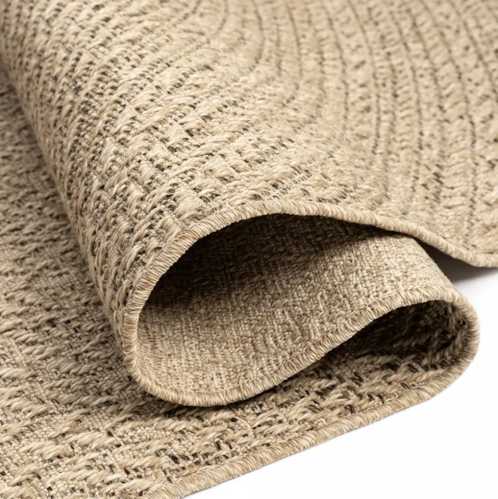 UNAMOURDETAPIS - Tapis extérieur intérieur 140x200 lyn13 rezy aspect jute motif rond ton sur ton