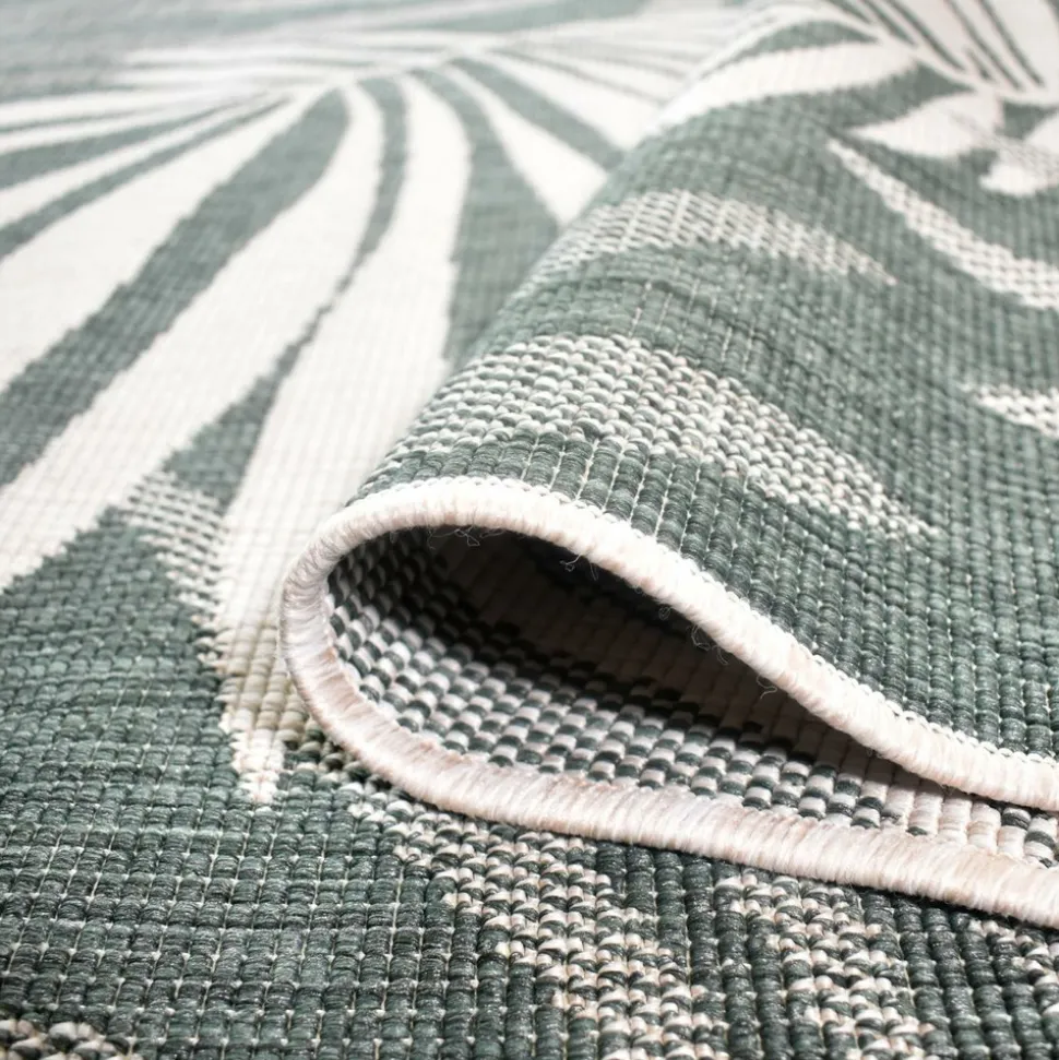 UNAMOURDETAPIS - Tapis extérieur, kilim reversible 160x230 ag reversible vert et crème