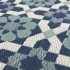 UNAMOURDETAPIS - Tapis extérieur 80x200 tissé kilim vert et bleu casada 14
