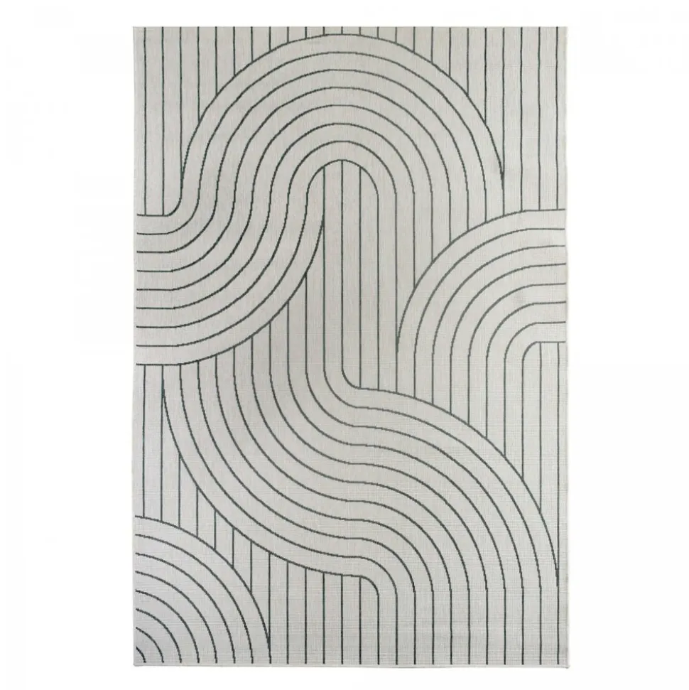UNAMOURDETAPIS - Tapis extérieur, kilim reversible 200x290 bc reversible vert et crème